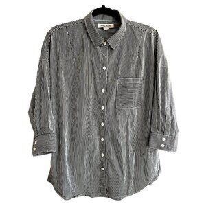 Women's Classic Navy White Nautical Tommy Bahama Button Down Shirt Size Medium